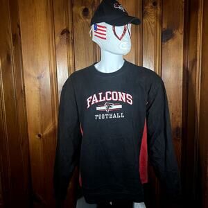 Reebok XL Y2K Atlanta Falcons Sweatshirt Black Red Raglan 2000s NFL